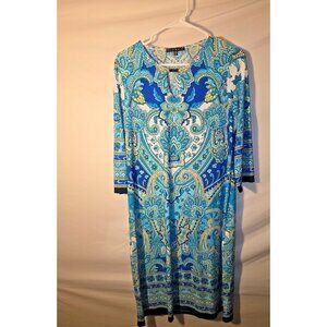 Tiana B Boho Chic Womens SIze Small S Blue Pattern Dress Shift
